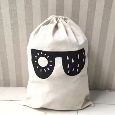 Large Cotton And Linen Laundry Bag Clothes And Toys Storage Bag Printed Fabric Drawstring Duffle Or 11