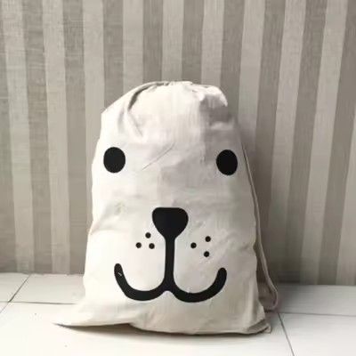 Large Cotton And Linen Laundry Bag Clothes And Toys Storage Bag Printed Fabric Drawstring Duffle Or 13