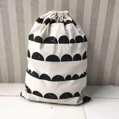 Large Cotton And Linen Laundry Bag Clothes And Toys Storage Bag Printed Fabric Drawstring Duffle Or 14