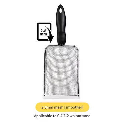 Stainless Steel Cat Litter  Reptile Sand Sifter Shovel Fine Mesh Cleaning Tool For Pet Bedding  Tan 3