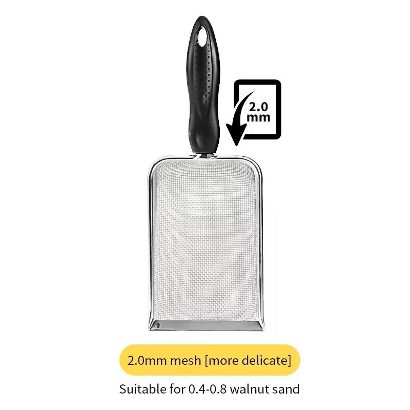Stainless Steel Cat Litter  Reptile Sand Sifter Shovel Fine Mesh Cleaning Tool For Pet Bedding  Tan 4