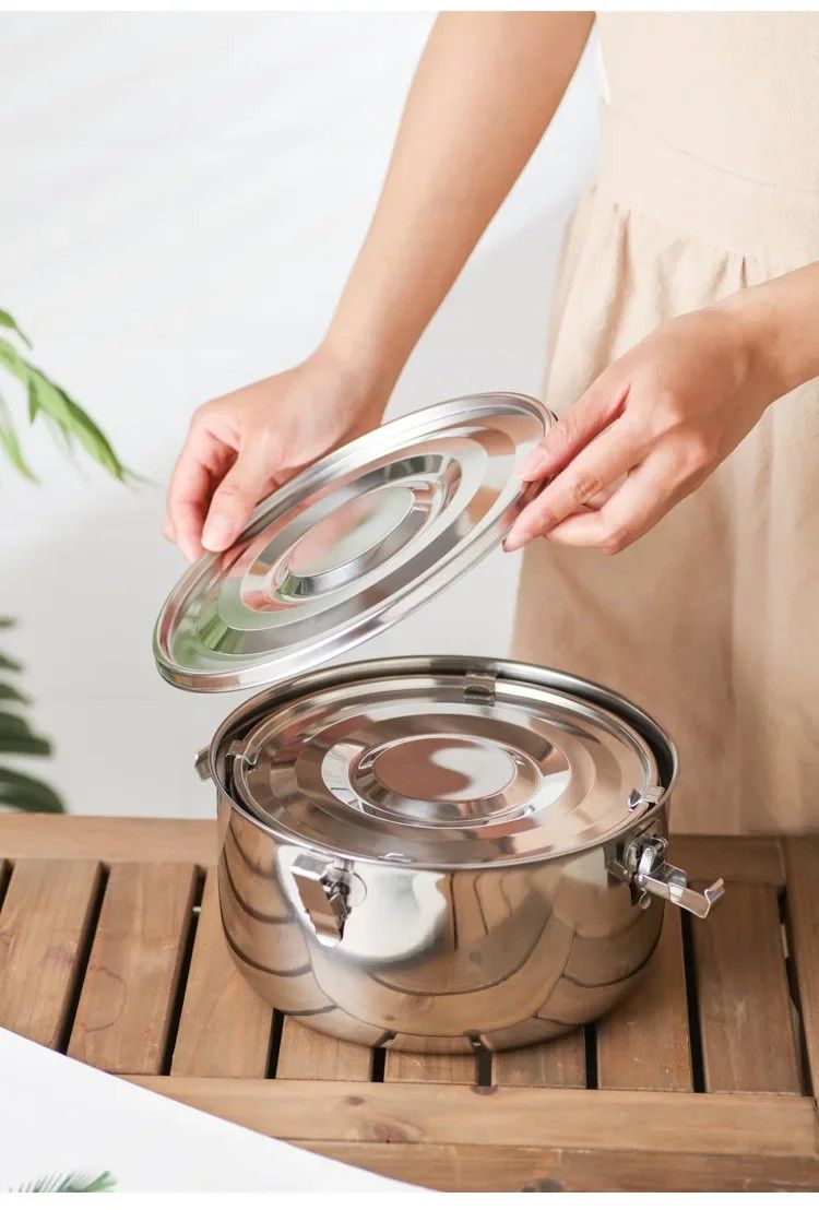 304 Stainless Steel Microwave Lunch Box Anti Leak Bento Box With Strong Tightness For Snacks Fruits 2