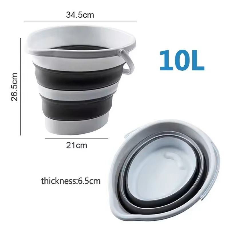 Portable Folding Bucket Silicone Foldable Basin For Camping Outdoor Washing And Car Cleaning 5L 10L 14