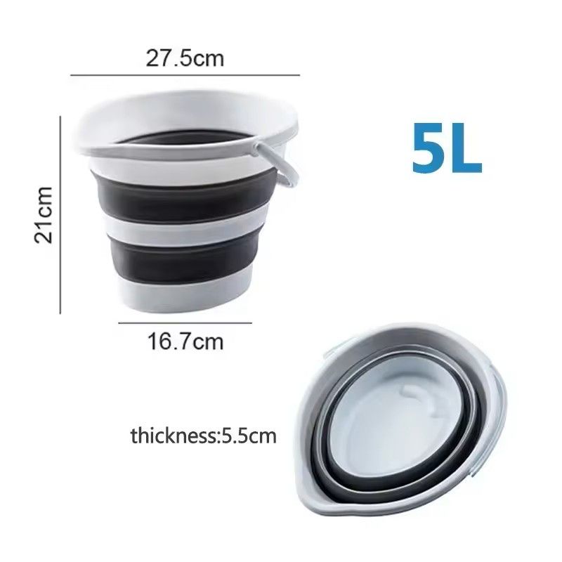 Portable Folding Bucket Silicone Foldable Basin For Camping Outdoor Washing And Car Cleaning 5L 10L 13