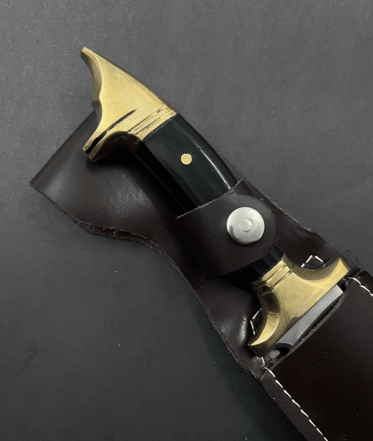 buynow engraved stainless steel hunting knife with leather sheath