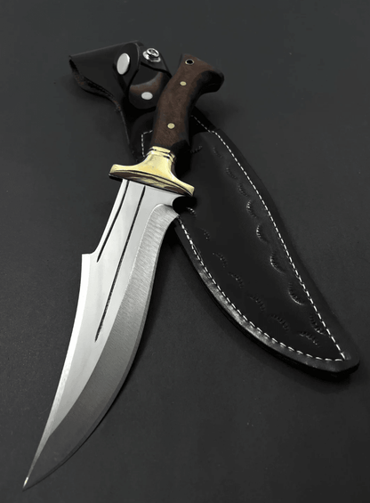 Personalized 4116 Stainless Steel Hunting Knife | Walnut Wood Handle + Engraved Blade & Leather Sheath Custom Outdoor