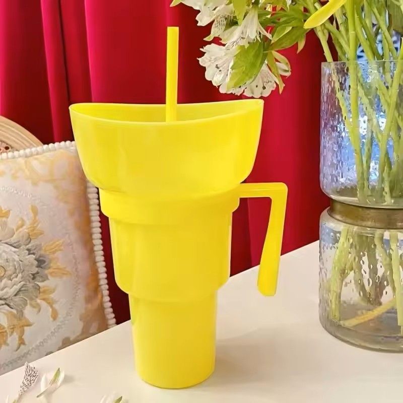 2 In 1 Snack And Drink Cup With Handle Portable Popcorn And Beverage Container For Kids And Adults 9