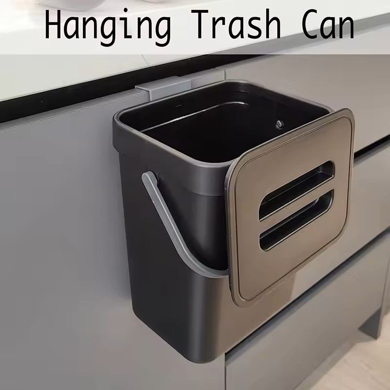 Small Hanging Trash Can With Lid  Plastic Waste Bin For Kitchen Cabinet Under Sink Bathroom Use 3