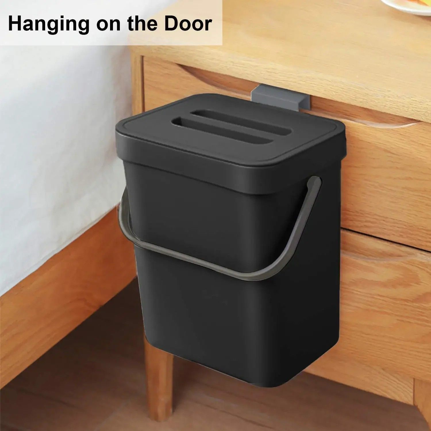 Small Hanging Trash Can With Lid  Plastic Waste Bin For Kitchen Cabinet Under Sink Bathroom Use 1