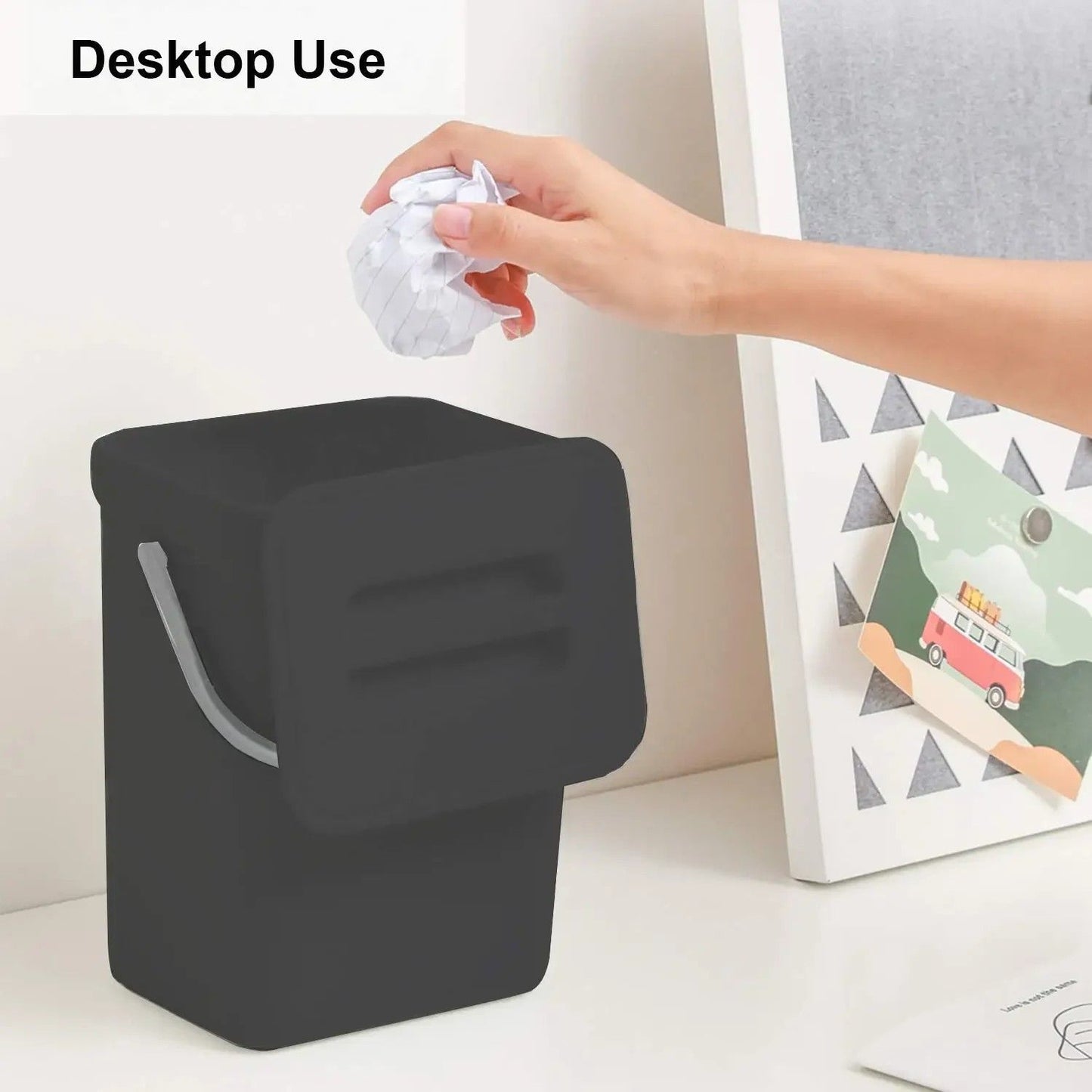 Small Hanging Trash Can With Lid  Plastic Waste Bin For Kitchen Cabinet Under Sink Bathroom Use 2