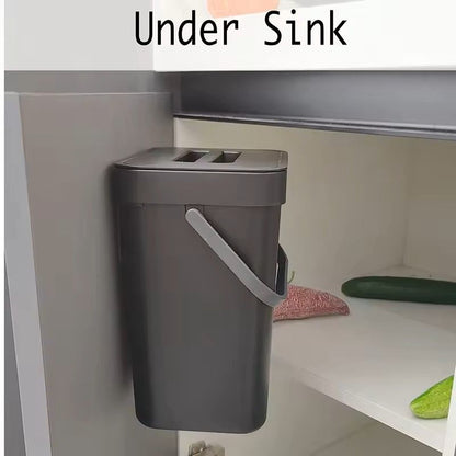 Small Hanging Trash Can With Lid  Plastic Waste Bin For Kitchen Cabinet Under Sink Bathroom Use 7