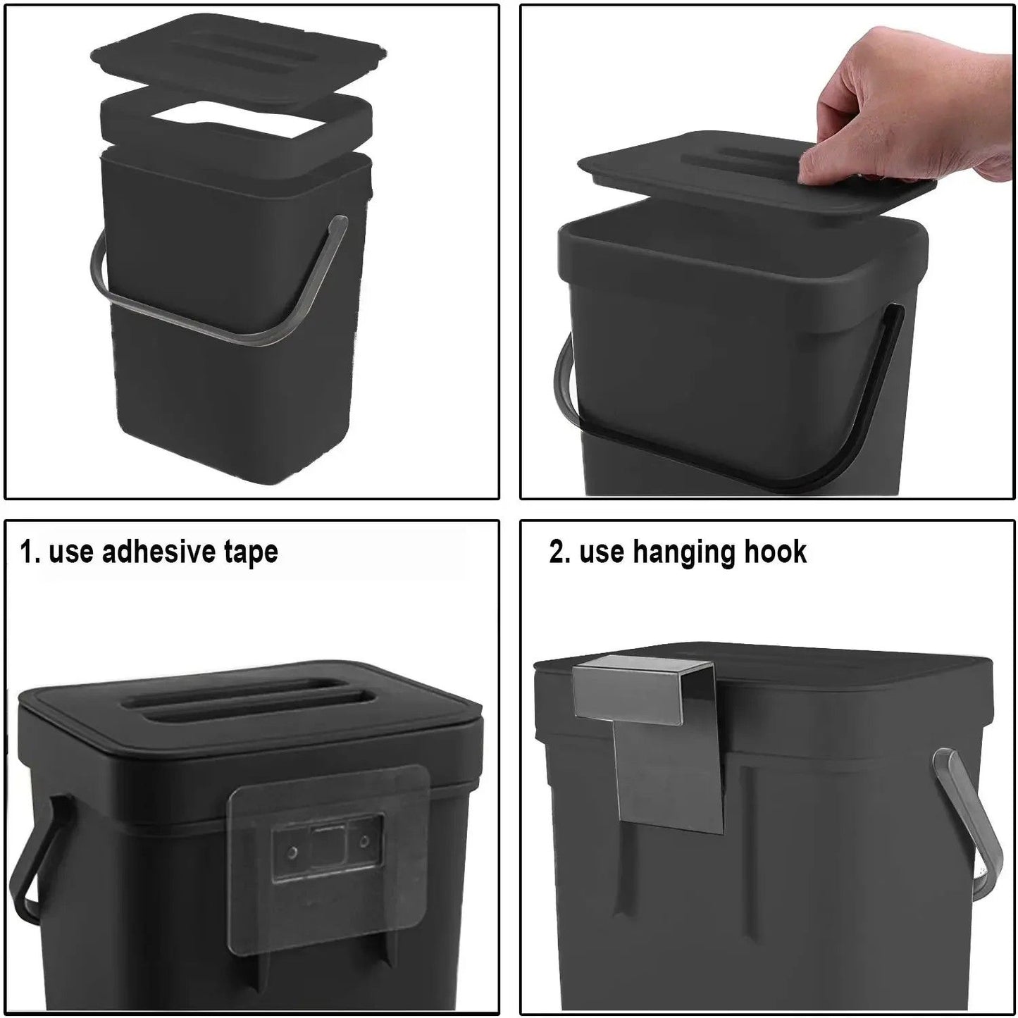 Small Hanging Trash Can With Lid  Plastic Waste Bin For Kitchen Cabinet Under Sink Bathroom Use 4