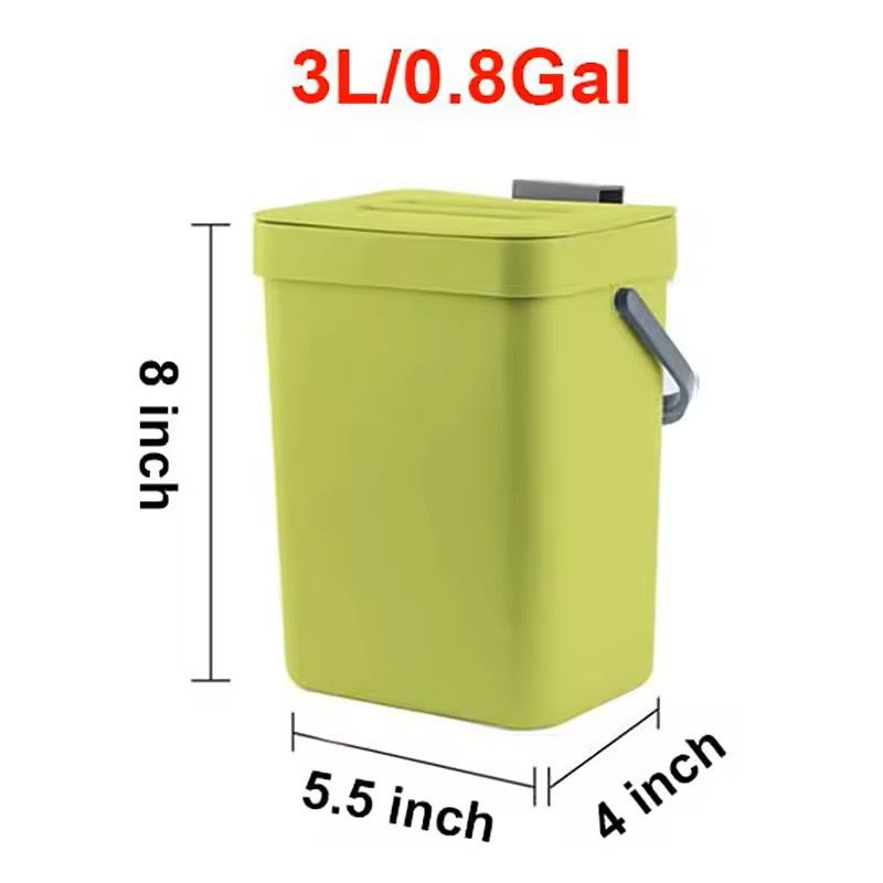 Small Hanging Trash Can With Lid  Plastic Waste Bin For Kitchen Cabinet Under Sink Bathroom Use 16