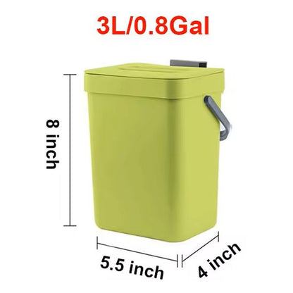 Small Hanging Trash Can With Lid  Plastic Waste Bin For Kitchen Cabinet Under Sink Bathroom Use 16