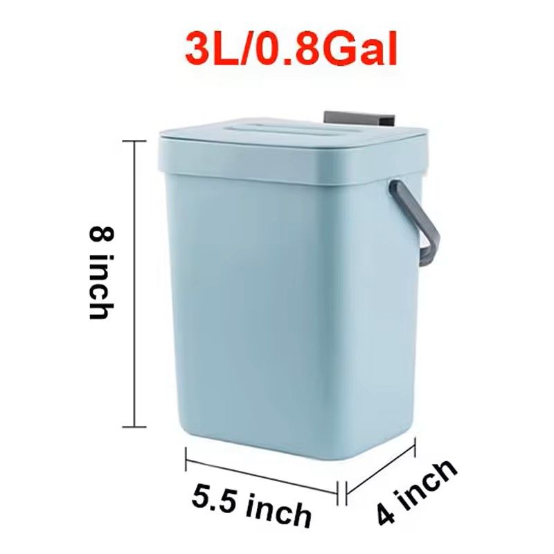 Small Hanging Trash Can With Lid  Plastic Waste Bin For Kitchen Cabinet Under Sink Bathroom Use 14