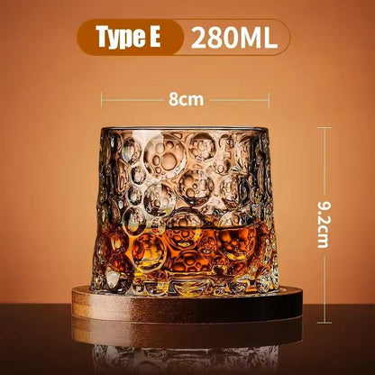 Rotating Whisky Glass With Bamboo Coaster  Spinning Cocktail Glass For Whiskey Scotch Bourbon Wine 11