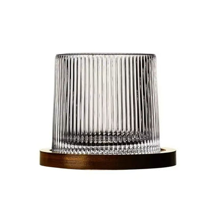 Rotating Whisky Glass With Bamboo Coaster  Spinning Cocktail Glass For Whiskey Scotch Bourbon Wine 2