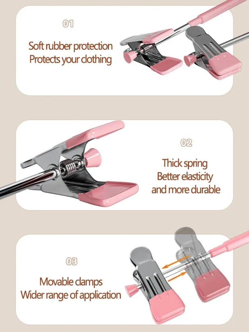 5 Pack Windproof Metal Clothes Hangers With Adjustable Clips Non Slip Pants Coat Drying Hangers For 1