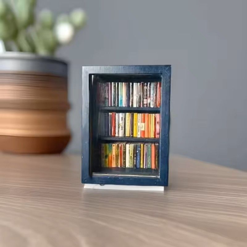 Wooden Pocket Miniature Bookshelf  Tiny Book Library Ornament For Desk Shelf And Home Decoration 1