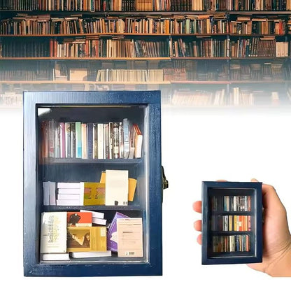 Wooden Pocket Miniature Bookshelf – Tiny Book Library Ornament for Desk Shelf and Home Decoration
