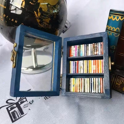 Wooden Pocket Miniature Bookshelf  Tiny Book Library Ornament For Desk Shelf And Home Decoration 3