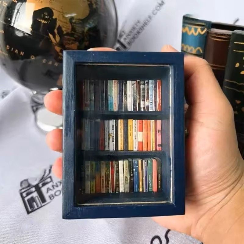 Wooden Pocket Miniature Bookshelf  Tiny Book Library Ornament For Desk Shelf And Home Decoration 4