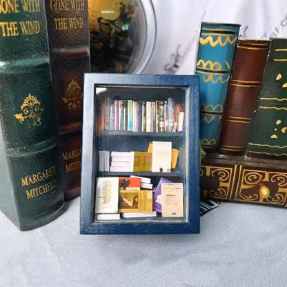 Wooden Pocket Miniature Bookshelf  Tiny Book Library Ornament For Desk Shelf And Home Decoration 6