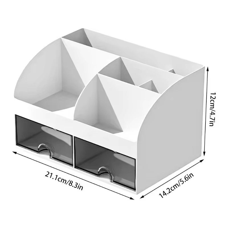 Desktop Storage Box Organizer With 6 Compartments And 2 Drawers  Desk Stationery And Makeup Storage 2