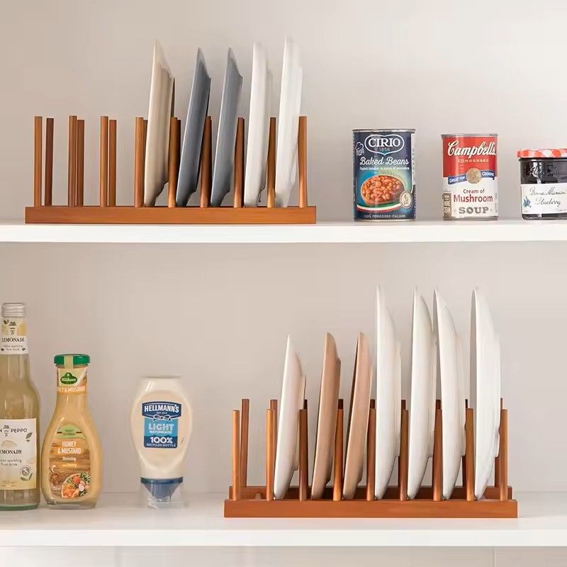Bamboo Dish Drying Rack With Drainboard  Wooden Plate Bowl Cup Organizer For Kitchen Counter 4