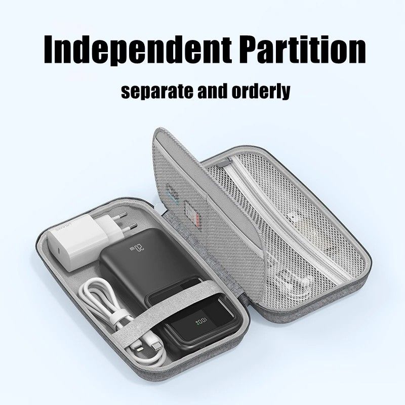 Waterproof Double Layer Electronics Organizer Bag  Travel Cable Cord Storage Pouch 5