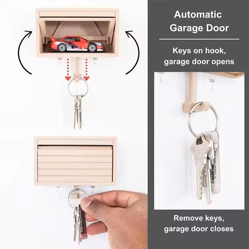 Car Garage Key Holder With Opening Door  Space Saving Wall Mounted Key Rack For Home And Garage 2