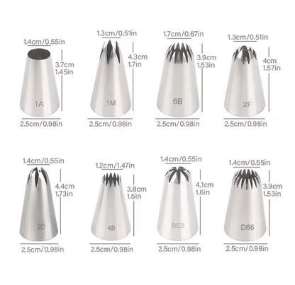 Stainless Steel Cake Piping Nozzles Set 2