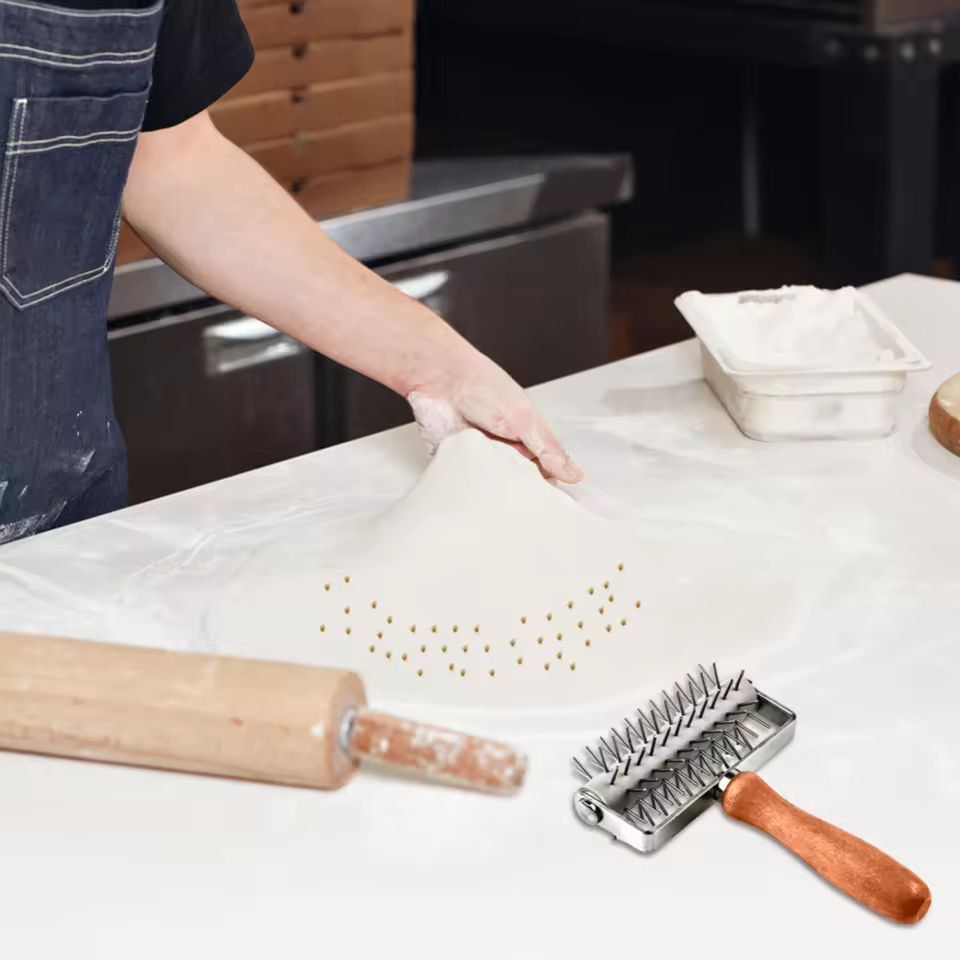 Ultimate Stainless Steel Pizza  Pastry Dough Roller With Wooden Handle 1