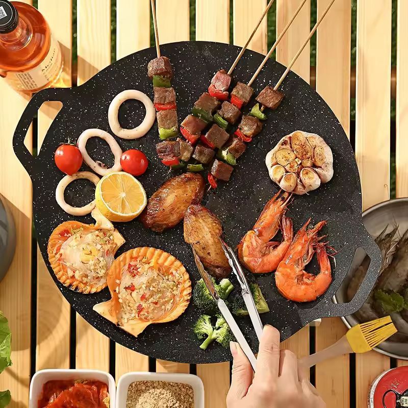 Ultimate Korean BBQ  Grill Pan  Nonstick Aluminum Round Griddle For Indoor  Outdoor BBQ 2