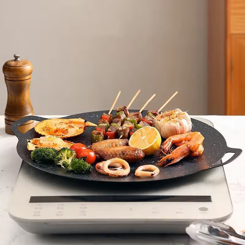 Ultimate Korean BBQ  Grill Pan  Nonstick Aluminum Round Griddle For Indoor  Outdoor BBQ 3