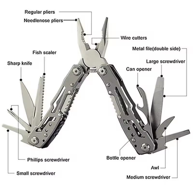 AllPurpose 15in1 Folding Survival MultiTool  Compact Pliers Knife  Outdoor Gear 4