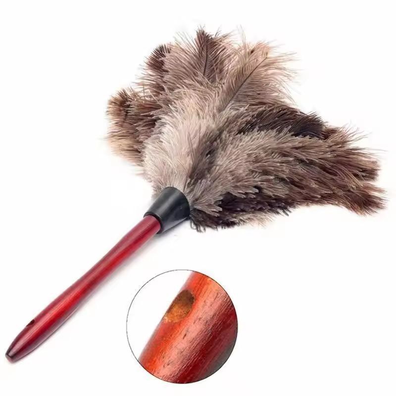 Premium WoodenHandle Ostrich Feather Duster  AntiStatic Home Dust Brush 1