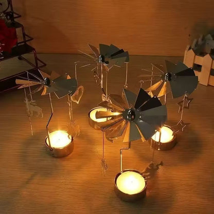 Rotating Metal Carousel TeaLight Candle Holder  Festive Spinning Xmas Centerpiece 1