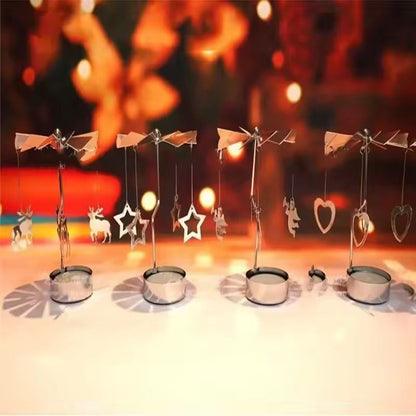 Rotating Metal Carousel TeaLight Candle Holder  Festive Spinning Xmas Centerpiece 2