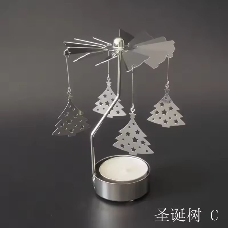 Rotating Metal Carousel TeaLight Candle Holder  Festive Spinning Xmas Centerpiece 12