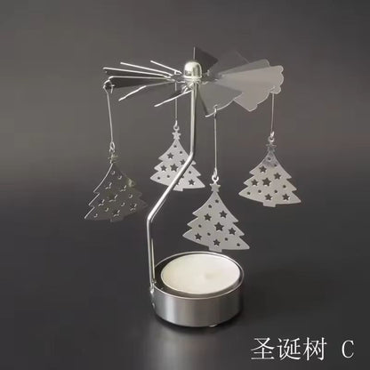 Rotating Metal Carousel TeaLight Candle Holder  Festive Spinning Xmas Centerpiece 12