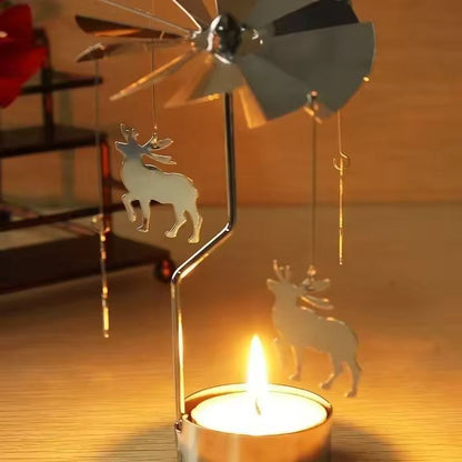 Rotating Metal Carousel TeaLight Candle Holder  Festive Spinning Xmas Centerpiece 4