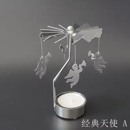 Rotating Metal Carousel TeaLight Candle Holder  Festive Spinning Xmas Centerpiece 5