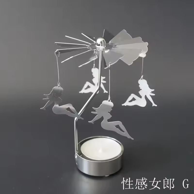 Rotating Metal Carousel TeaLight Candle Holder  Festive Spinning Xmas Centerpiece 7