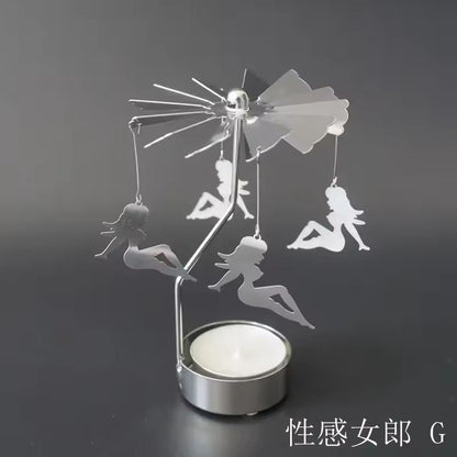 Rotating Metal Carousel TeaLight Candle Holder  Festive Spinning Xmas Centerpiece 7