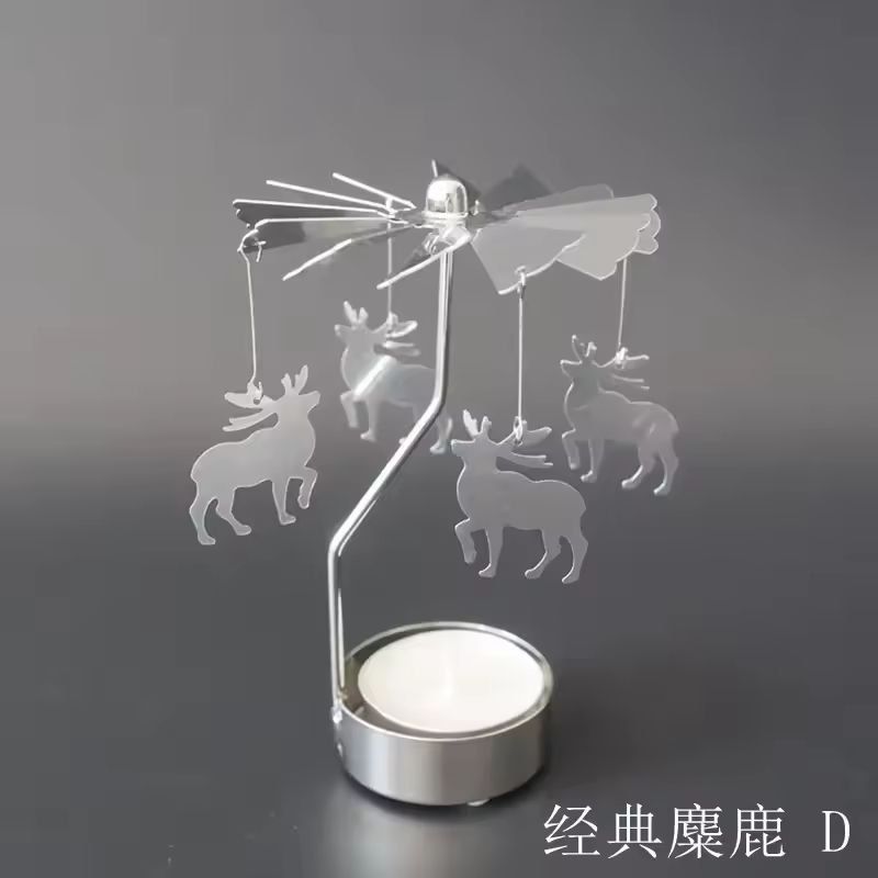 Rotating Metal Carousel TeaLight Candle Holder  Festive Spinning Xmas Centerpiece 8