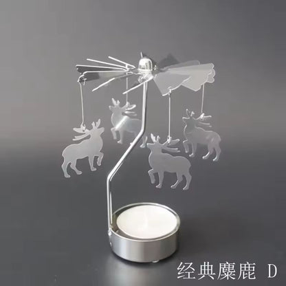 Rotating Metal Carousel TeaLight Candle Holder  Festive Spinning Xmas Centerpiece 8