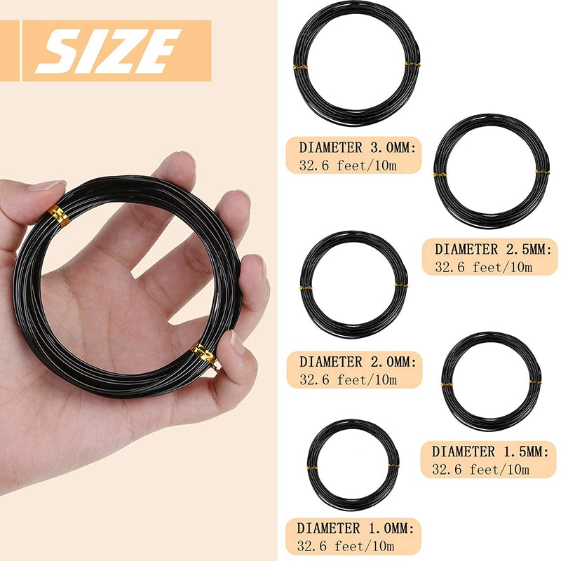 Anodized Aluminum Bonsai Training Wire Total Black Wire for Plant Shapes