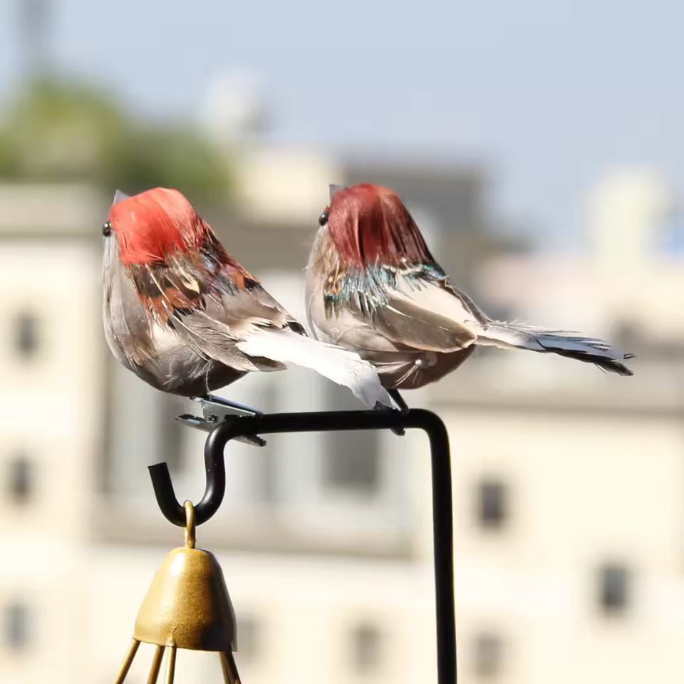 NaturalLook Feather Sparrow Decorative Birds 2Pack  Realistic Artificial Bird Decoration For Garden 4