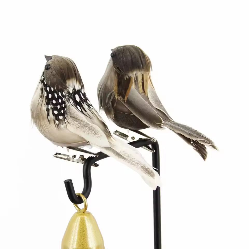 NaturalLook Feather Sparrow Decorative Birds 2Pack  Realistic Artificial Bird Decoration For Garden 6